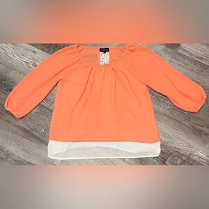 Women's Coral 3/4 Sleeve Chiffon Shirt Size Small Brand-My Michelle
